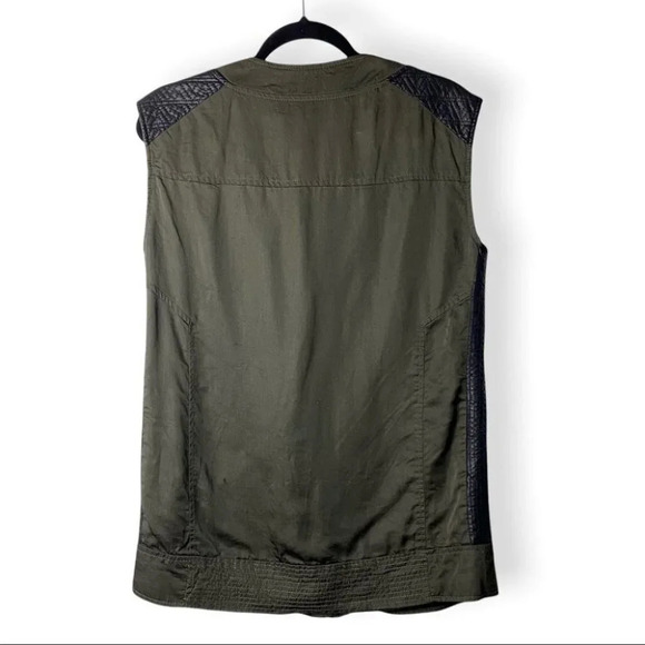 ZARA Outerwear Trafaluc Army Green  & Faux Leather Vest - Picture 2 of 8